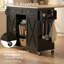 Îlot de cuisine l 50 po avec comptoir rabattable, armoire de rangement roulante noire avec roues verrouillables-627955119