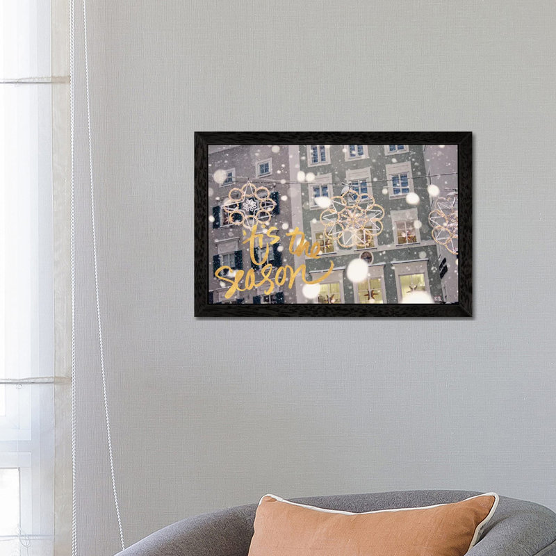 Tis the Season 1 Piece Floater Frame Wall Art on Canvas, Black