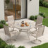 Ensemble repas pour 4 personnes avec table ronde et 4 chaises pivotantes en textilène