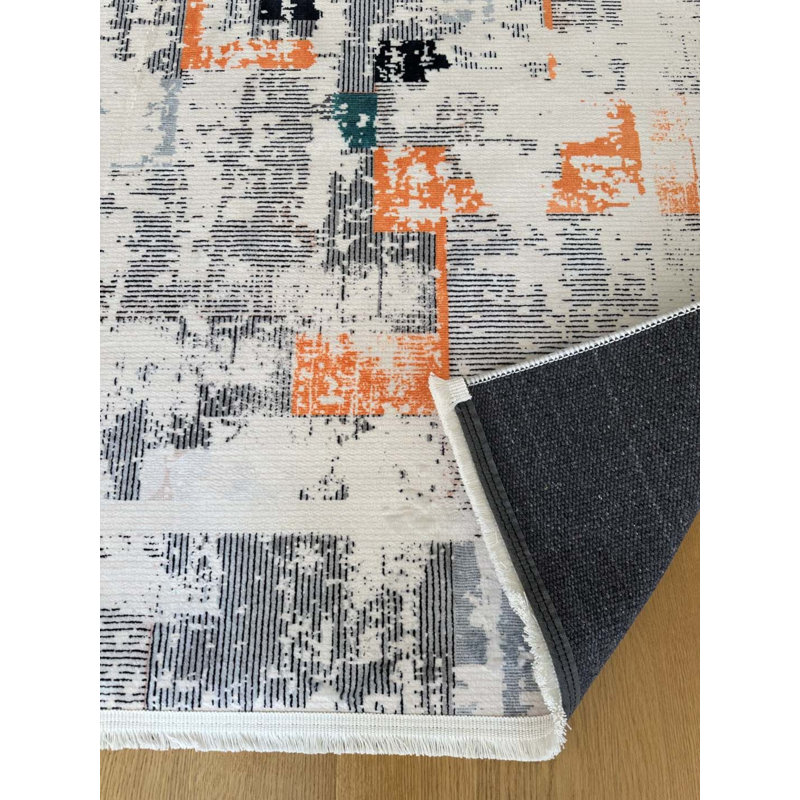 Tapis en coton avec envers antidérapant Lanney, Rectangle 5 pi 3 po x 8 pi 10 po