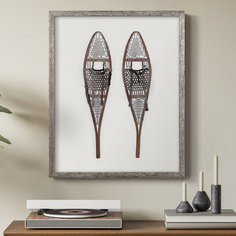 Vintage Snowshoes Framed Print - Solid Wood, 15" H x 12" W