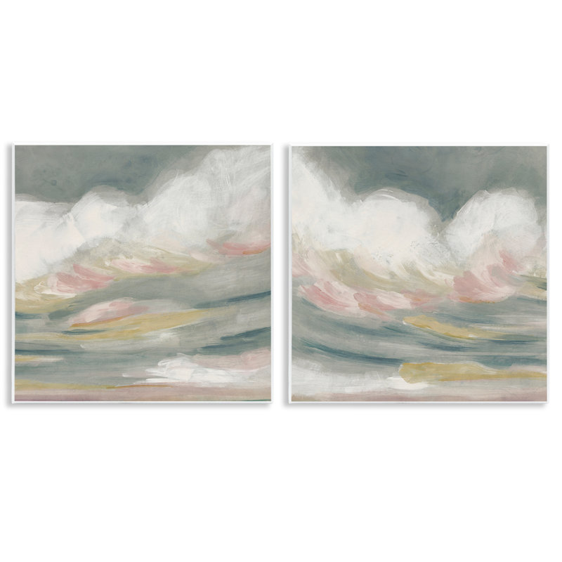 Ensemble de 2 plaques murales Wispy Pink Mountains par June Erica Vess