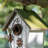 8.75"H Distressed Solid Wood Birdhouse with 3D Flower Decoration