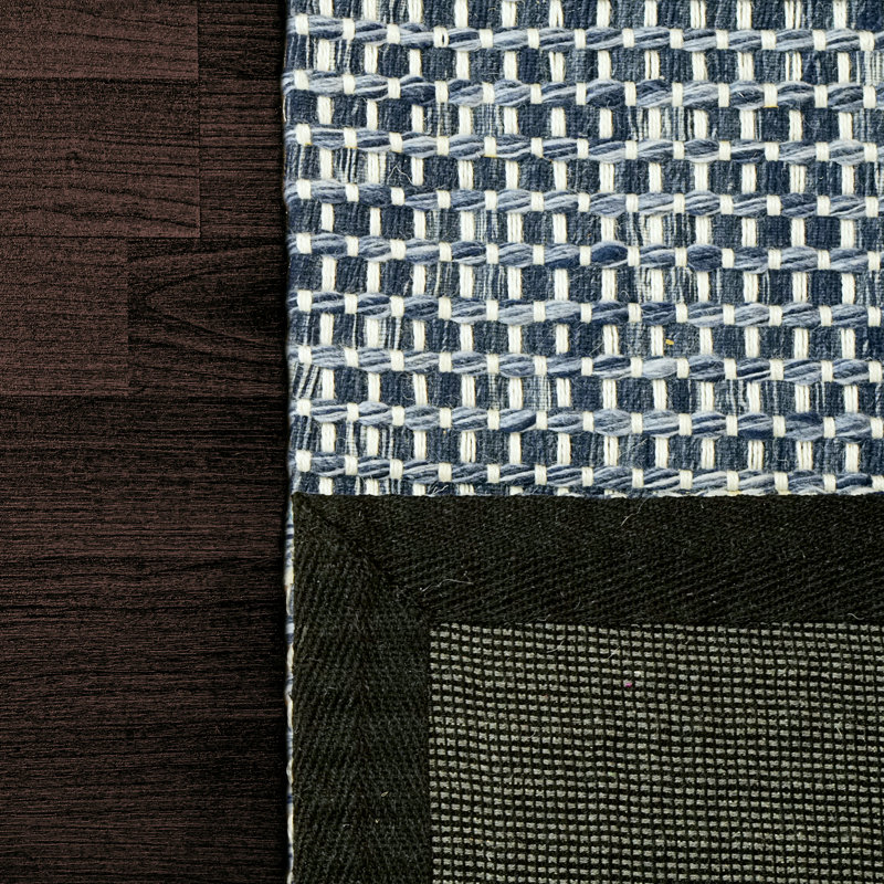 Tapis rayé bleu marine / gris Alleson, Rectangle 8 pi x 10 pi