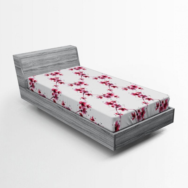 Microfiber Floral Fitted Sheet, Twin Fitted Sheet