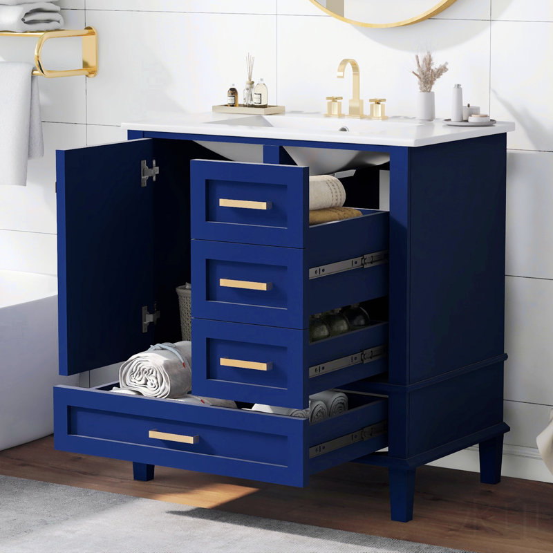 Susse 18.3'' Single Bathroom Vanity with Top, Blue