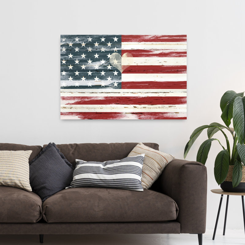«Heart of America», art mural rétro rustique, H 48 po x l 32 po