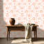Papier peint auto-adhésif Peel and Stick Peach Coral Boho à motif géométrique abstrait sans soudure avec des étoiles, des lunes, des étoiles, des pois, auto-adhésif et amovible-566439716