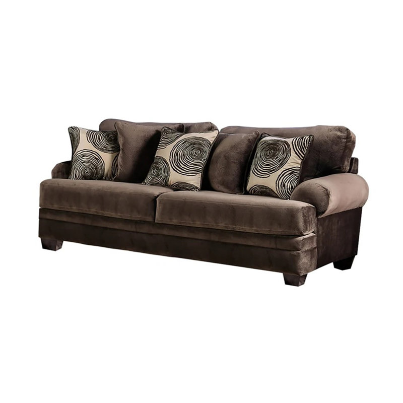 92.4" W Transitional Sofa, Brown, Brown