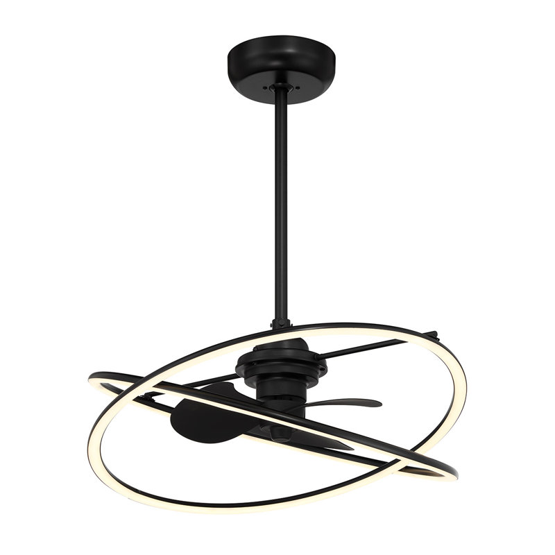 Ozetta 25" LED Fandelier in Matte Black with Remote Control, Matte Black