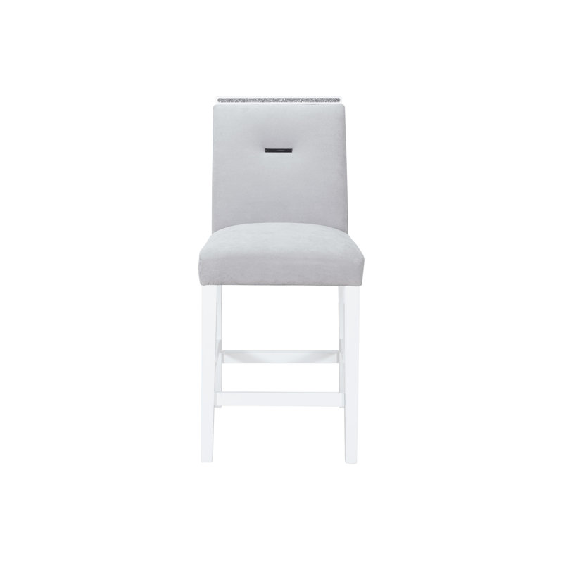 Tabourets de bar (ensemble de 2), Blanc, Gris