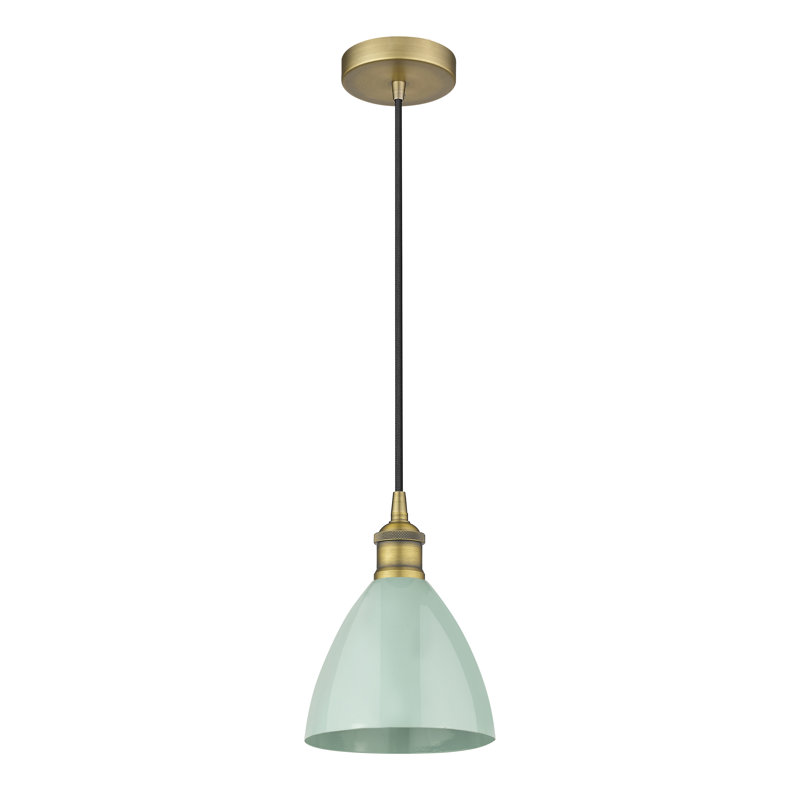 Luminaire suspendu simple à 1 lumière Schiavone, Laiton brossé, Écume de mer