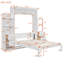 Lit escamotable blanc pleine grandeur avec tablettes, tiroirs et éclairage DEL-1203473790