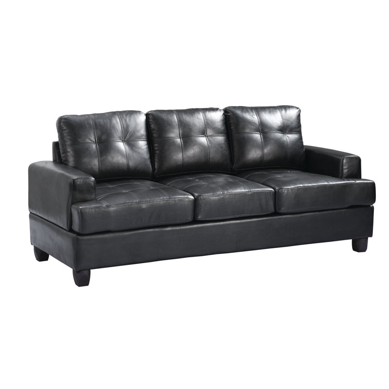 Gilmore Upholstered 79'' Sofa, Black Faux Leather