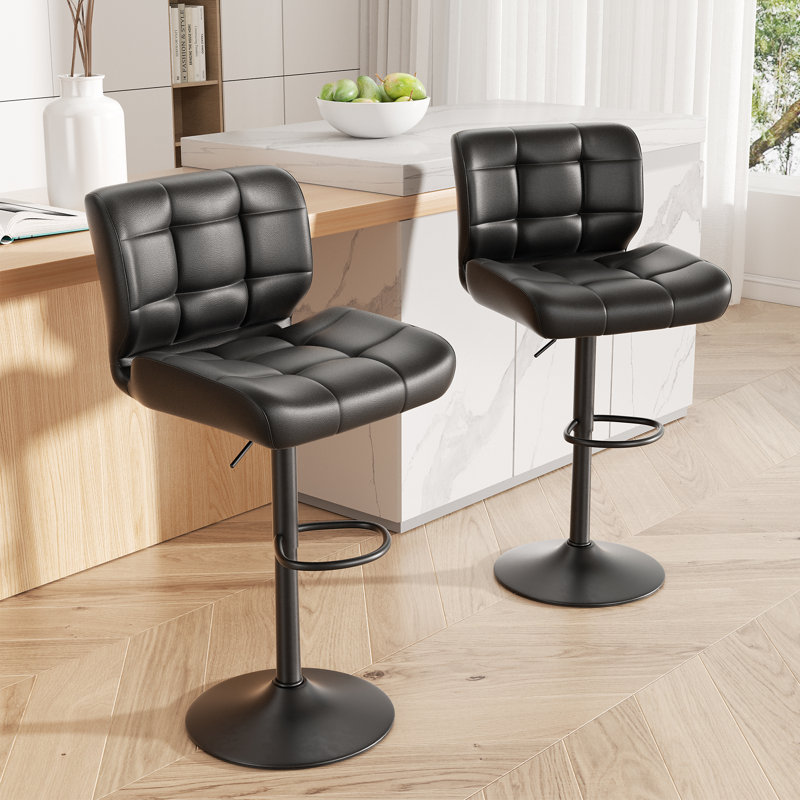 Adjustable Height Counter Stool with Metal Frame, Black