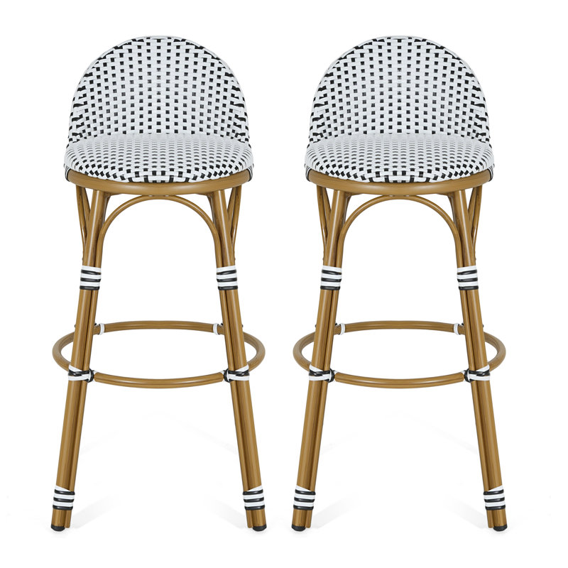 Branson Outdoor Woven Wicker Bar Stools