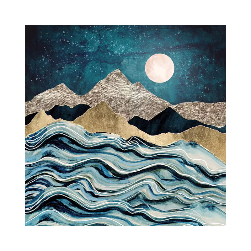 Indigo Sea by SpaceFrog Designs - Wrapped Canvas Painting, 45.72 cm H x 45.72 cm W x 1.91 cm D