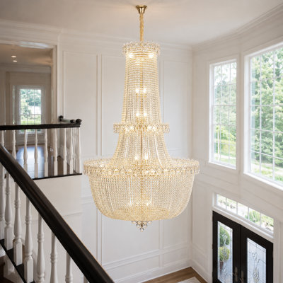 35-Light Dimmable Tiered  Crystal Empire Chandelier