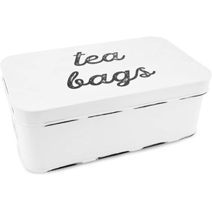 AuldHome Enamelware Dishwasher Pod Holder, Tablet Container; Kitchen Storage Tin with Lid White