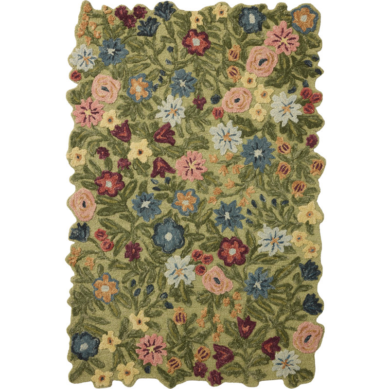 Rifle Paper Company x Loloi Edith Green / Multi  Area Rug, Round 5',  Green/Multicolor 