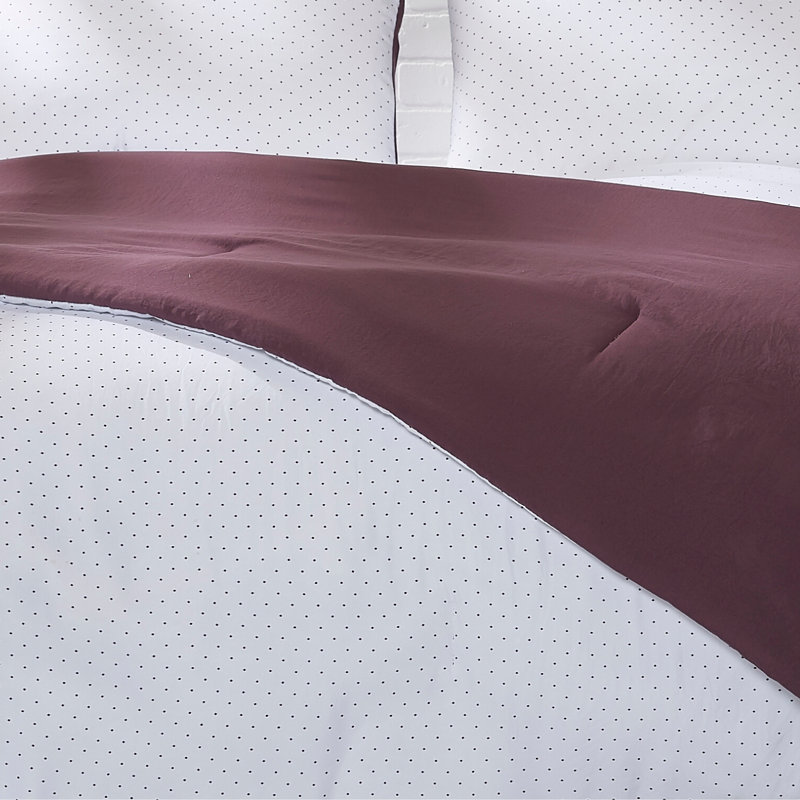 Polyester Dots Comforter, Full, Eggplant