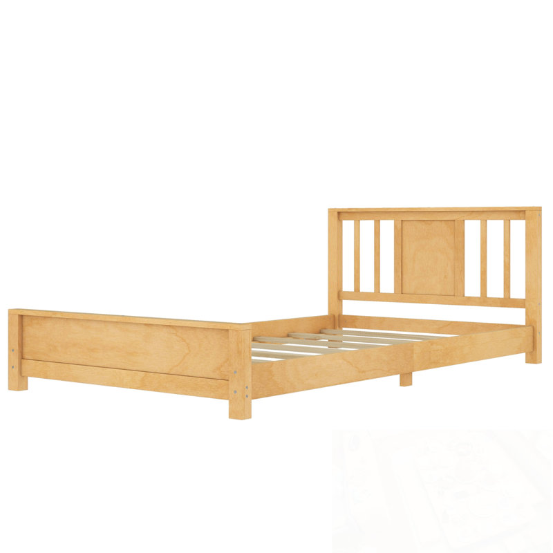 Base de lit plateforme simple avec tête de lit, Naturel