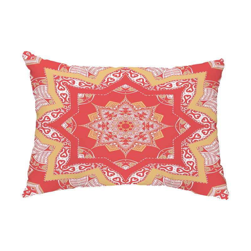 Geometric Outdoor Reversible Throw Pillow, Orange