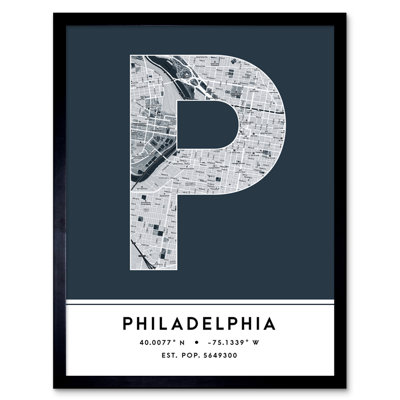 Philadelphia Pennsylvania United States City Map Navy - Single Picture Frame Typography