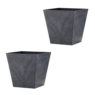 12" Fern Planter, Gray Finish, 2-pack