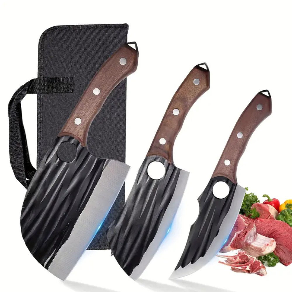 VIKICHER Complete Butcher Chef Knife Set - High-Carbon Steel Meat ...