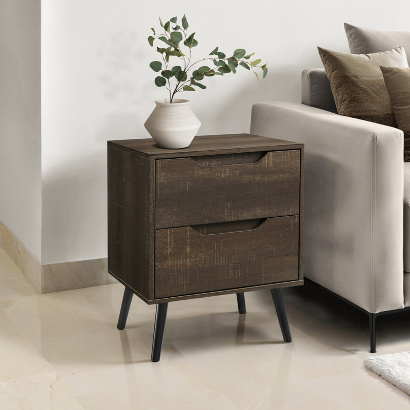 Table d'appoint, table d'appoint, bout, tiroir de rangement, Brun, Brun