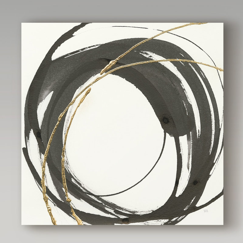 « gilded enso iv », reproduction de peinture à l’acrylique sur toile tendue, H 35 po x l 35 po