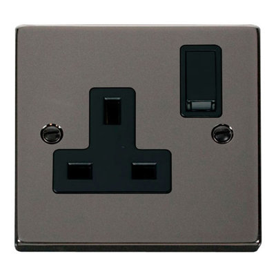 Black Nickel 1 Gang 13A DP Switched Plug Socket