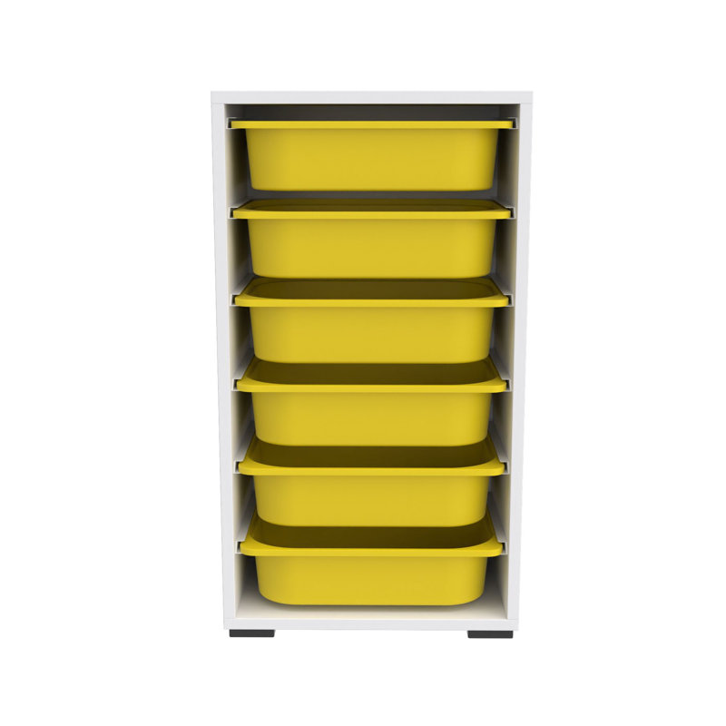 Versatile Multi-Purpose Cabinet, White & Yellow, 17.9 x 32.7 x 11.8 inches | 100% Melamine Coated Particle Board, Thickness: 0.7 inches | Multiple Shelves, Wall-Mountable, Stylish Storage Solution for Home & Office