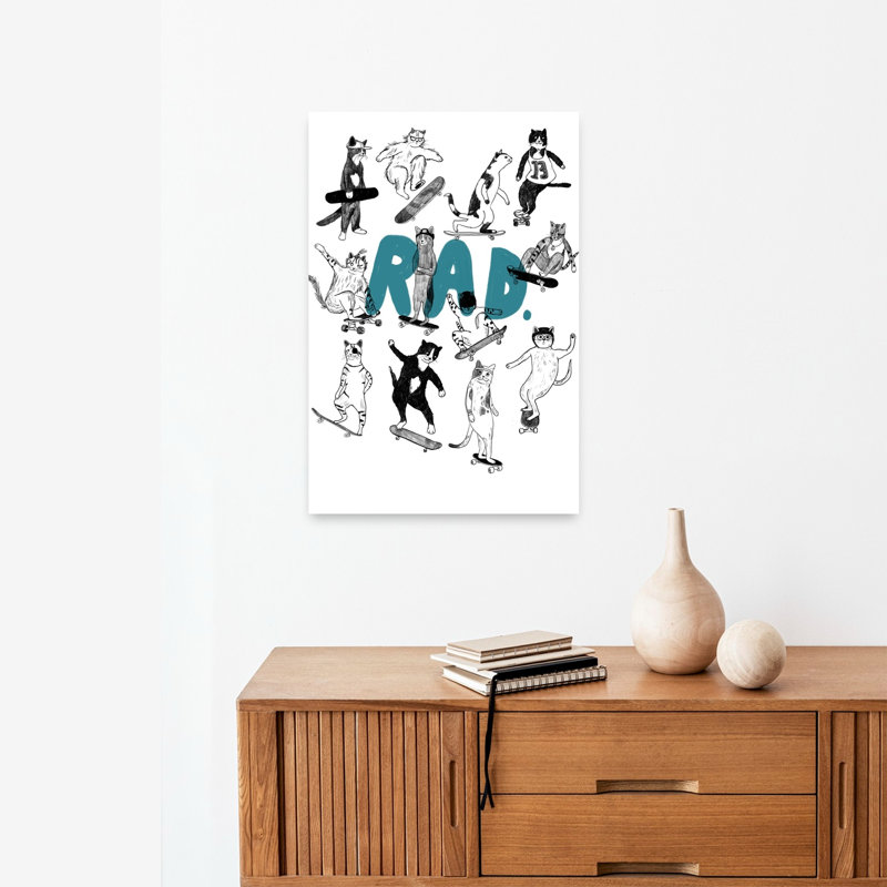 Impression d'art mural contemporain Rad Skate Cats, H 24 po x l 16 po