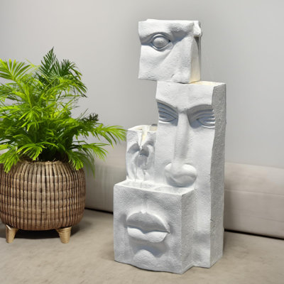 Haeng Handcrafted Outdoor Weather Resistant Floor Fountain with Lights