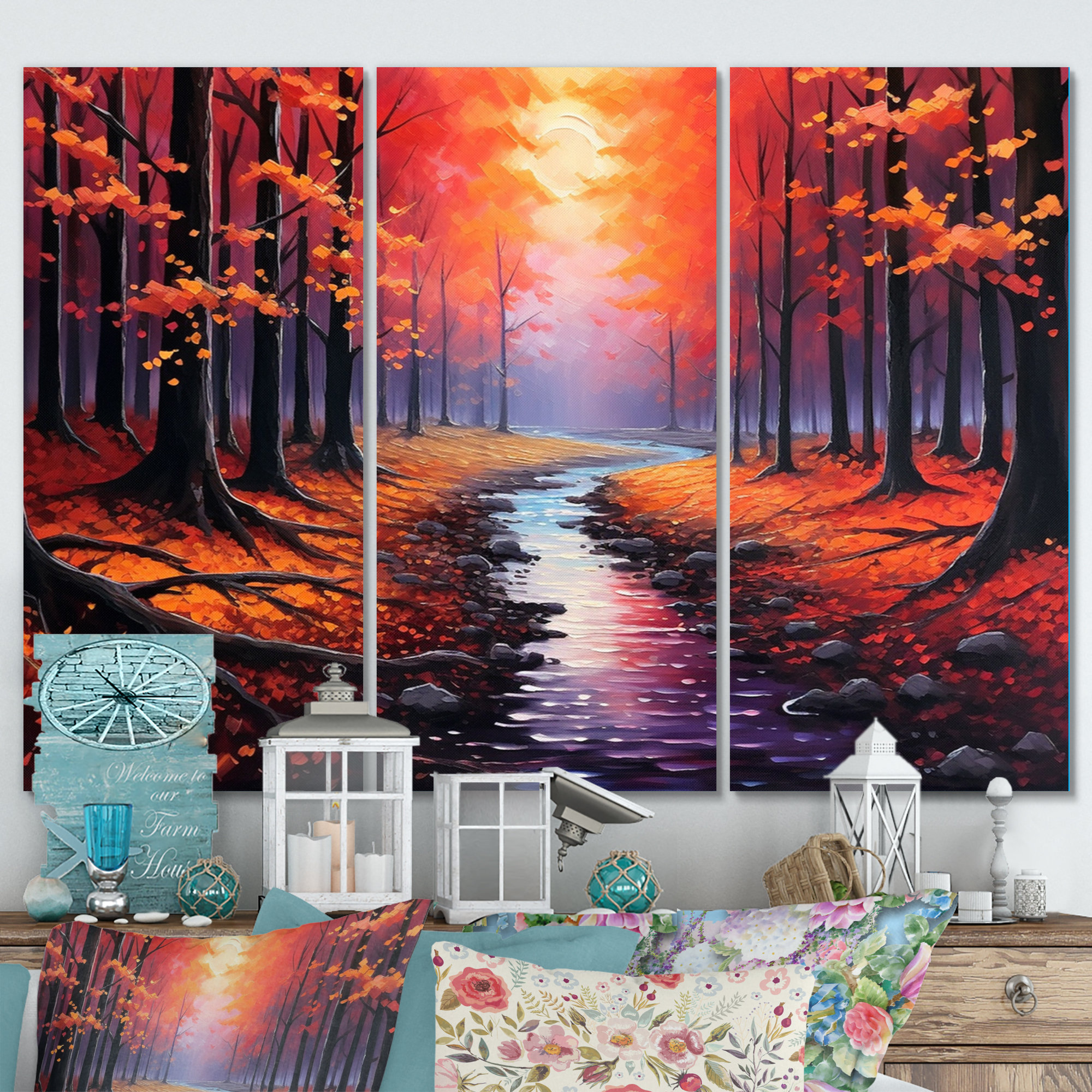 Millwood Pines Enchanted Path II - 3 Piece Wrapped Canvas Print | Wayfair