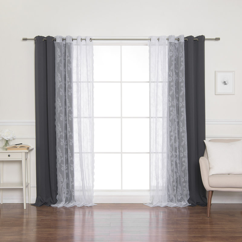 Evelina Room Darkening Curtain Panel Pair, Dark Gray, 52" x 84"