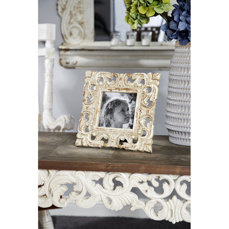 Cadre photo simple 4 po x 4 po Joelle en crème / brun