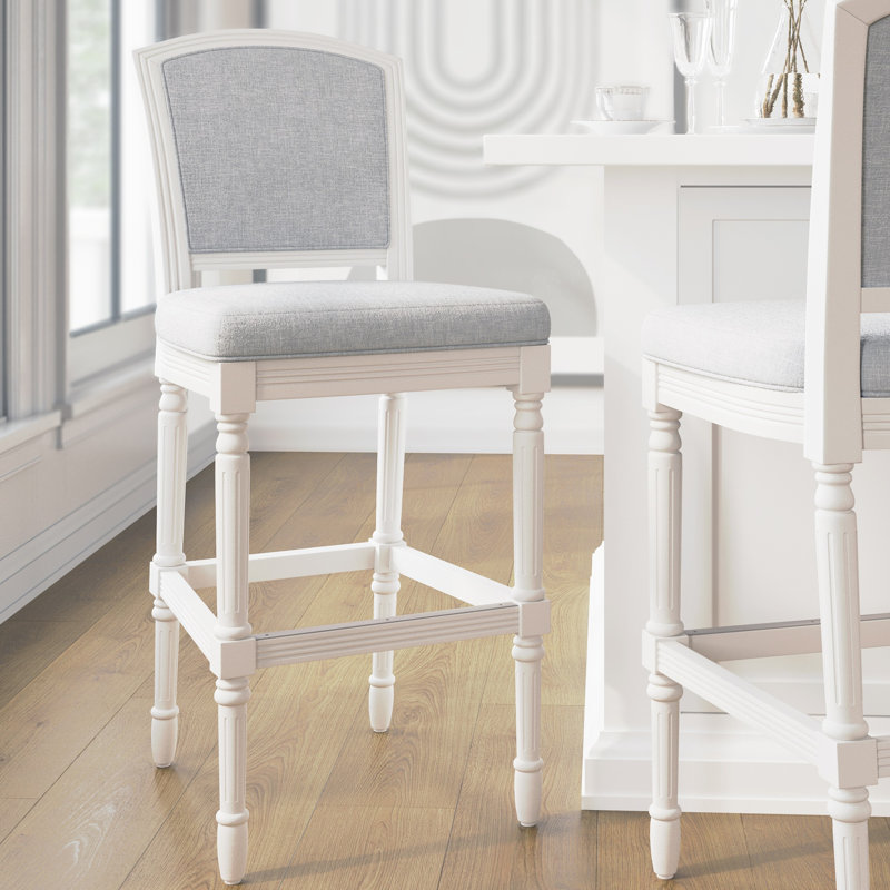 Tabouret rembourré Cionna, Blanc, Tabouret de bar (siège d'une hauteur de 31 po)