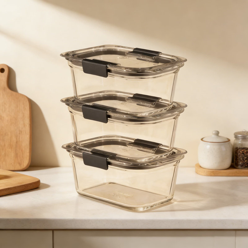 Contenants en verre pour aliments avec couvercles, ensemble de 3 (4,7 tasses chacun) - hermétiques, résistants aux fuites, au micro-ondes, au four et au lave-vaisselle pour la préparation des repas et les restes