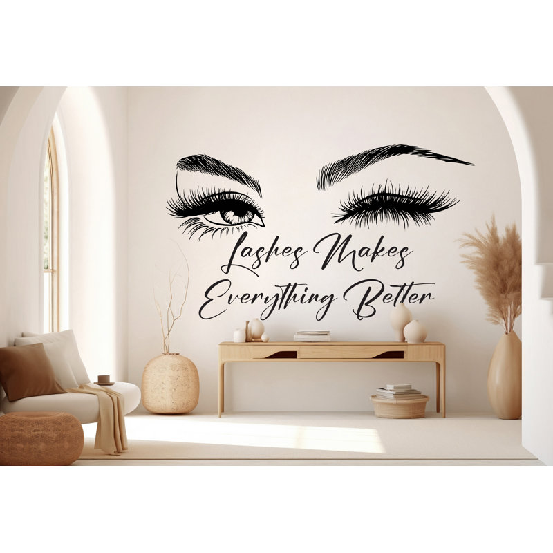 Hello Beautiful Eyelashes Wall Decal Beauty Salon Gifts Wall Decor Lashes Stickers SPA Women Make Up Unique Gift 551RS