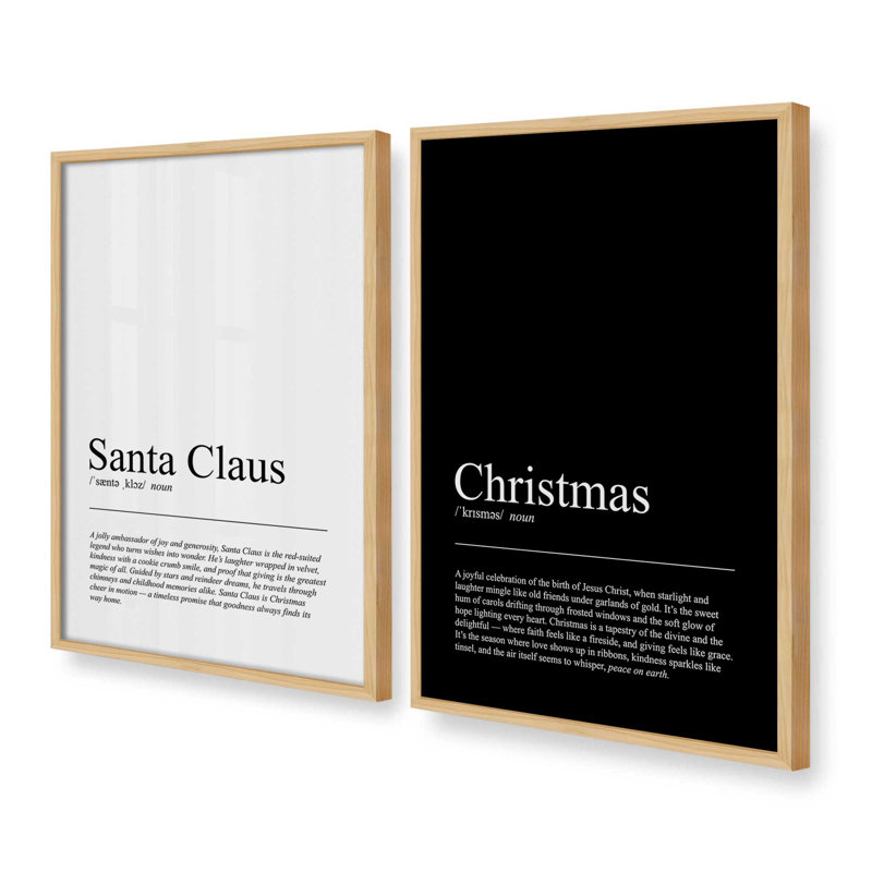 Noir et Noël, ensemble de 2 reproductions d'art, H 21,5 po x l 35 po, Érable américain
