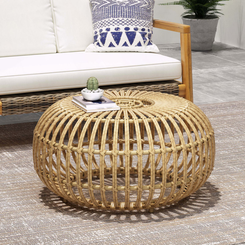 Table d'appoint bohémienne, Beige, H 15,3 po x l 29,5 po x P 29,5 po