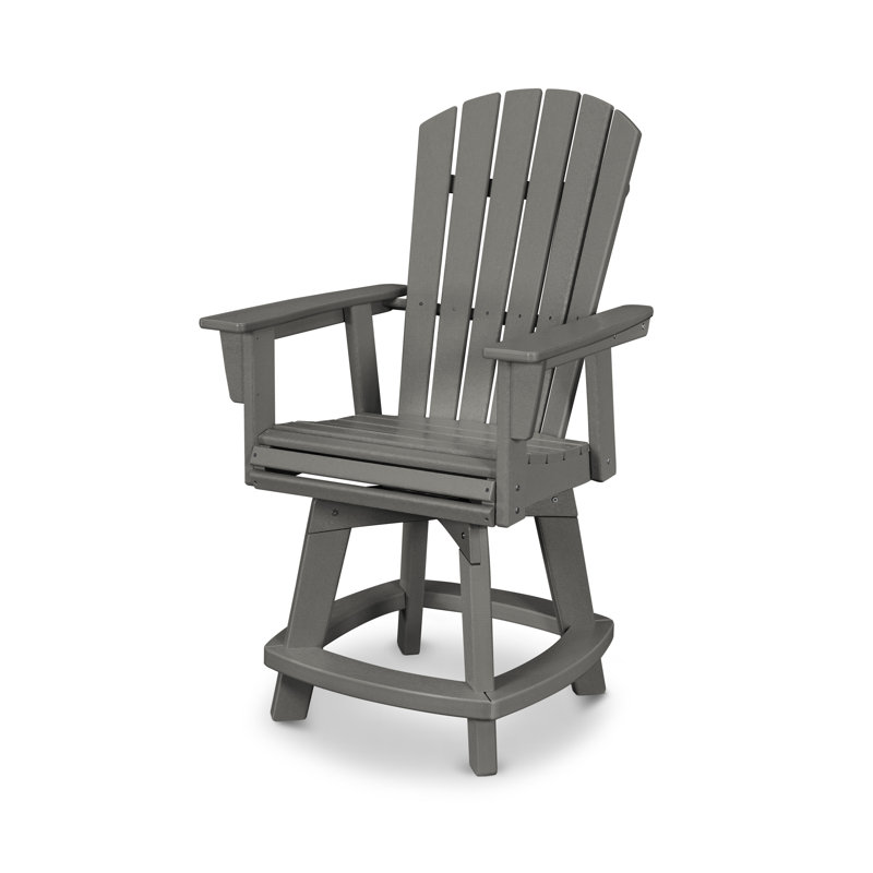 Chaise de comptoir pivotante Nautical Curveback Adirondack, 23,25 po, Gris ardoise