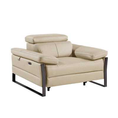 Top Grain Italian Leather Power Reclining Arm Chair with Power Headrests by Hokku Designs
