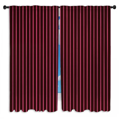 Red Vertical Stripes Window Curtains Stripes Sheer & Room Darkening - 2 Panels
