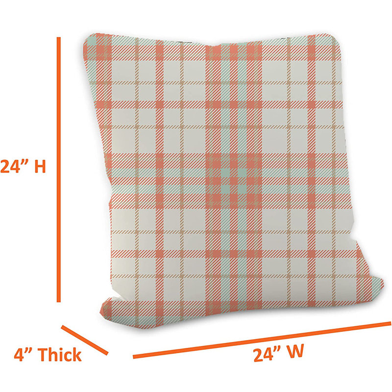 Indoor / Outdoor Plaid White Square Throw Pillow Cover, 61cm x 61cm