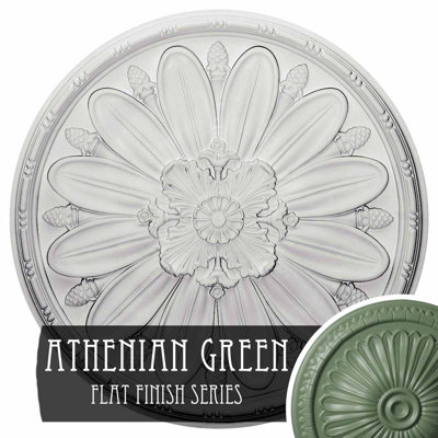 Endurathane Fairfax Ceiling Medallion, 29 7/8"OD x 1 3/8"P, Hand-Painted Athenian Green Finish