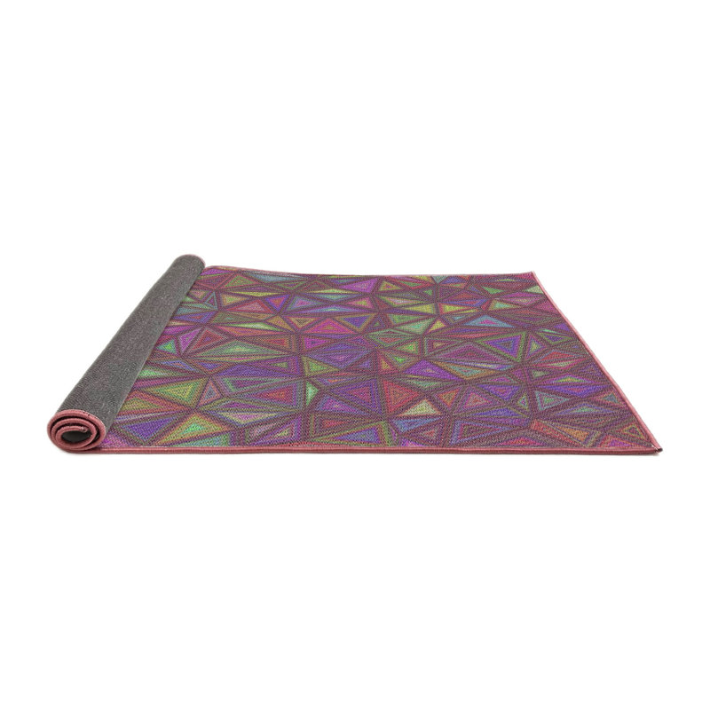 Tapis décoratif rose à motif géométrique Schiff, Rond 7 pi
